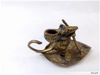 مجسمه موش و برگ درخت برنجی 