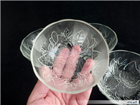 4عدد کاسه بلور قدیمی طرح گل مات و براق 