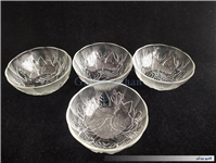 4عدد کاسه بلور قدیمی طرح گل مات و براق 