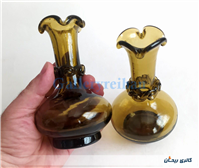 جفت گلدان لبچین قدیمی دستساز قهوه ای 