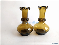 جفت گلدان لبچین قدیمی دستساز قهوه ای 