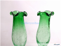 2عدد گلدان پایه دار آبگز سبز دستساز 