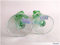 2عدد گلدان پایه دار آبگز سبز دستساز 