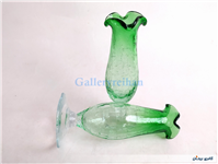 2عدد گلدان پایه دار آبگز سبز دستساز 