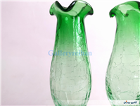 2عدد گلدان پایه دار آبگز سبز دستساز 