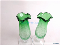 2عدد گلدان پایه دار آبگز سبز دستساز 