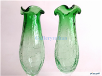 2عدد گلدان پایه دار آبگز سبز دستساز 