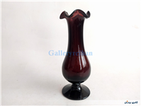 گلدان پایه دار لاله ای قدیمی دستساز زرشکی 