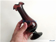 گلدان پایه دار لاله ای قدیمی دستساز زرشکی 