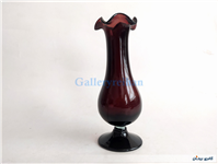 گلدان پایه دار لاله ای قدیمی دستساز زرشکی 