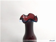 گلدان پایه دار لاله ای قدیمی دستساز زرشکی 