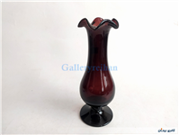 گلدان پایه دار لاله ای قدیمی دستساز زرشکی 