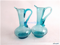 جفت آبلیموخوری دست ساز شیشه ای آبی 