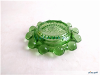 زیر سیگاری شیشه ای سبز تیله ای قدیمی 