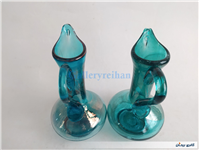 جفت آبلیموخوری دست ساز شیشه ای آبی