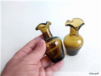 2 گلدان مینیاتوری لبچین دست ساز قهوه ای