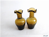 2 گلدان مینیاتوری لبچین دست ساز قهوه ای