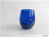 شمعدان دستساز شیشه ای قدیمی رنگ کبالتی