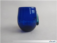 شمعدان دستساز شیشه ای قدیمی رنگ کبالتی