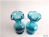 2 عدد گلدان آبی دست ساز قدیمی زیبا 