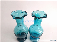 2 عدد گلدان آبی دست ساز قدیمی زیبا 