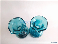 2 عدد گلدان آبی دست ساز قدیمی زیبا 