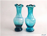 2 عدد گلدان آبی دست ساز قدیمی زیبا 