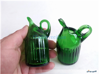 جفت آبلیموخوری دستساز شیشه ای سبز رنگ