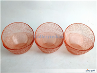 4عدد کاسه شیشه ای قدیمی صورتی برجسته 
