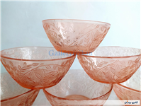 4عدد کاسه شیشه ای قدیمی صورتی برجسته 