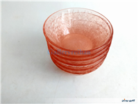 4عدد کاسه شیشه ای قدیمی صورتی برجسته 