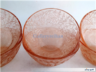 4عدد کاسه شیشه ای قدیمی صورتی برجسته 