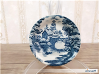 دیوارکوب یا نعلبکی قدیمی قلم آبی طرح منظره 