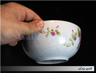 کاسه کلکسیونی گلسرخی بیکعب پر گل KPM 