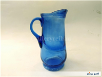 پارچ شیشه ای رنگ آبی قدیمی زیبا دست ساز