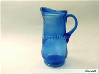 پارچ شیشه ای رنگ آبی قدیمی زیبا دست ساز