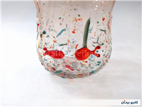 گلدان شیشه ای دستساز خوشرنگ قدیمی خاص