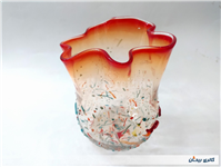 گلدان شیشه ای دستساز خوشرنگ قدیمی خاص