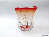 گلدان شیشه ای دستساز خوشرنگ قدیمی خاص