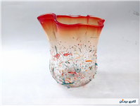 گلدان شیشه ای دستساز خوشرنگ قدیمی خاص