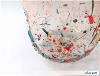 گلدان شیشه ای دستساز خوشرنگ قدیمی خاص