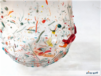 گلدان شیشه ای دستساز خوشرنگ قدیمی خاص